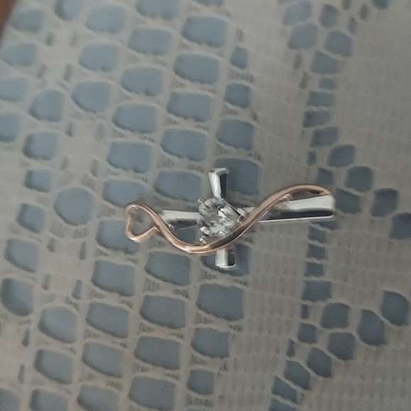 Swarovski Crystal Silver & Gold Plated Faith Cross Pendant - Picture 3 of 8